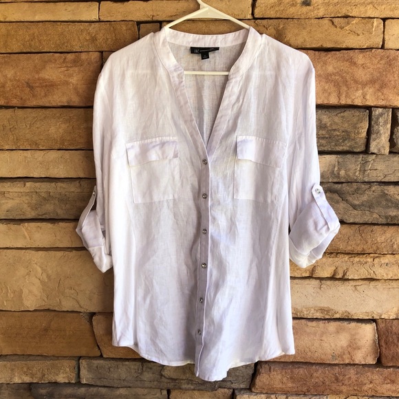 INC International Concepts Tops - INC white button down collarless top NWT Size XL